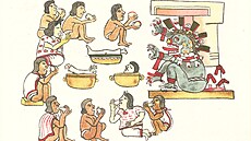 Jak zachycuje kodex Machilabechiano, Aztékové práv pojídají lidské maso na...