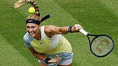 Petra Kvitová ve �tvrtfinálovém souboji s Harriet Dartovou.