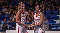 eské basketbalistky Petra Holeínská (vlevo) a Gabriela Andlová
