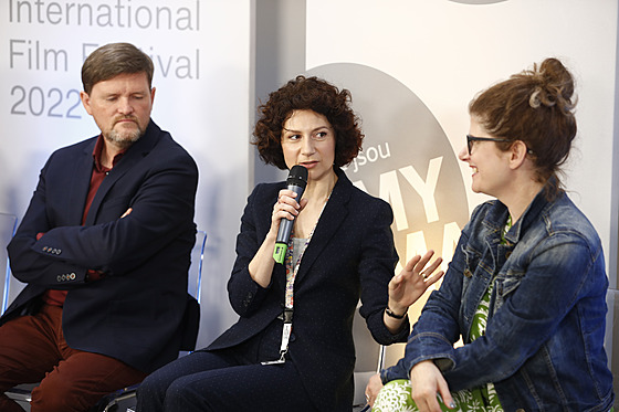 Martin Kuba�ák, Martha Issová a Alice Nellis p�i p�edstavování snímku Buko (7....