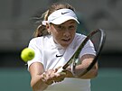 Amanda Anisimova v zápase tetího kola Wimbledonu.