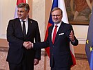 Premiér Petr Fiala (ODS) se seel se svým chorvatským protjkem Andrejem...