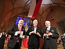 Michal David, Ivan Vyskoil a Jií Krampol na slavnostní ceremoniálu pedávání...