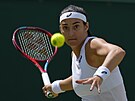 Francouzka Caroline Garciaová bhem osmifinále Wimbledonu.