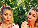 Putinova mluví Zacharovová v bizarním videu ti minuty pojídá jahody
