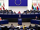 Premiér Petr Fiala na plénu Evropského parlamentu. (6. ervence 2022)