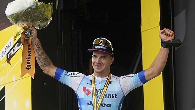 Dylan Groenewegen po vítězství ve 3. etapě Tour de France.