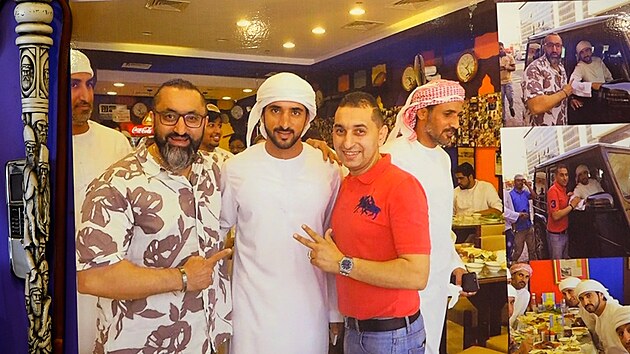 Momentka zachycujc nvtvu dubajskho korunnho prince ejcha Hamdna bin Muhammada v restauraci Al-Ustad Special kebab.