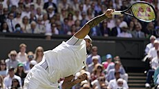 Nick Kyrgios v osmifinále Wimbledonu.