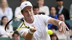 Botic Van de Zandschulp v osmifinálovém zápase Wimbledonu proti Rafaelu...