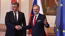 Premiér Petr Fiala (ODS) se sešel se svým chorvatským protějškem Andrejem...