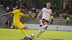 Fotbalový útoník Jan Kuchta nastoupil po návratu z Ruska poprvé v dresu...