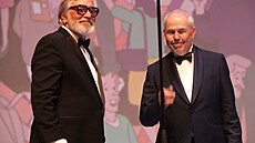 Ji�í Barto�ka a Marek Eben proná�í úvodní slovo slavnostního zahájení (1....