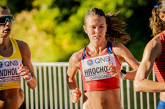 Tereza Hrochová bhem maratonu na mistrovství svta v Eugene.