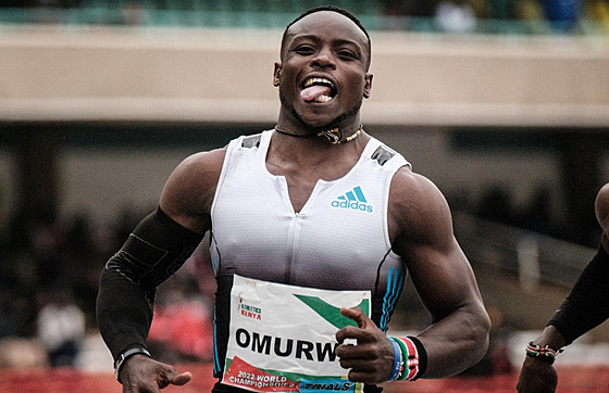 Keský sprinter Ferdinand Omanyala na národním ampionátu v Nairobi