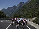 Peloton Tour de France se bhem 13. etapy louí s Alpami.