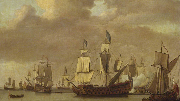 Ruprechtova vlajková loď Royal James na obraze Willema van de Veldeho