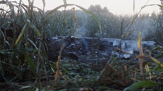 Letadlo, kter se ztilo na severu ecka, bylo provozovan ukrajinskm nkladnm dopravcem. Na mst havrie se po dopadu letadla dlouho ozvaly exploze. (17. ervence 2022)