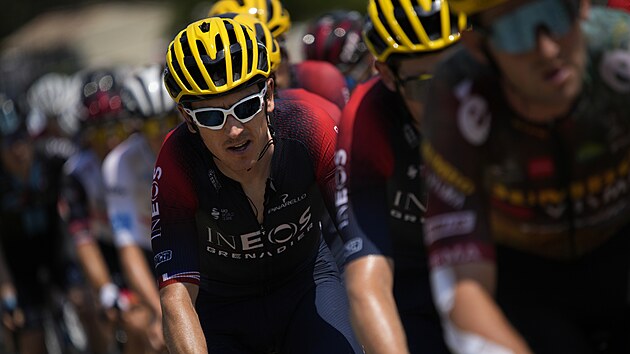 Britsk cyklista Geraint Thomas v prbhu 16. etapy Tour de France.