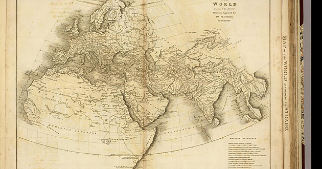 Mapa starověku známého světa z roku 1814