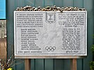 Mnichov. Pamtní deska se jmény izraelských sportovc zabitých na olympiád v...