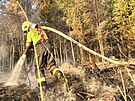 Rozsáhlý lesního po�ár ve vojenském prostoru Libavá nedaleko Stam��ic. Jde o...