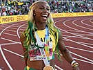 Jamajská sprinterka Shelly-Ann Fraserová Pryceová slaví zlato ze stovky na...