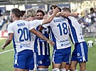 Fotbalisté HJK Helsinky slaví gól v duelu 2. pedkola Ligy mistr proti Plzni.