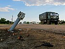Ruské vojenské vozidlo v Chersonské oblasti (27. ervence 2022)