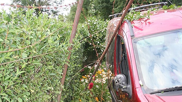 Opil� �idi� skon�il se sv�m autem v ciz� zahr�dce.