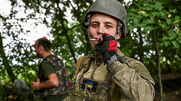 Ukrajinsk vojk pobl frontov linie v oblasti Zporo (17. ervence 2022)