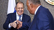 Ruský ministr zahranií Sergej Lavrov a jeho egyptský protjek Sameh oukry...