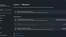 Nabídka pro vyvolání z Nastavení Windows11