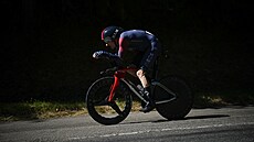 Britský cyklista Geraint Thomas na trati 20. etapy Tour de France