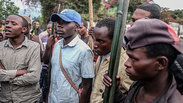 Demonstranti protestují proti mírovým silám OSN (MONUSCO) rozmístěným v Demokratické republice Kongo. (27. července 2022)