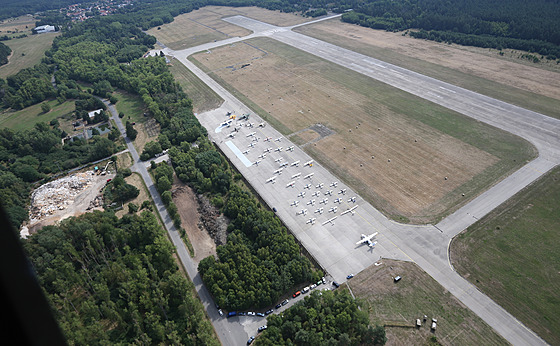 Letiště v Líních u Plzně. 