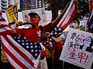 Demonstranti v Tchaj-peji na Tchaj-wanu protestují proti návtv pedsedkyn...