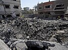 Zasaená budova v Gaze. (6. srpna 2022)