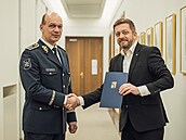 Policejní prezident Martin Vondrášek a  ministr vnitra Vít Rakušan