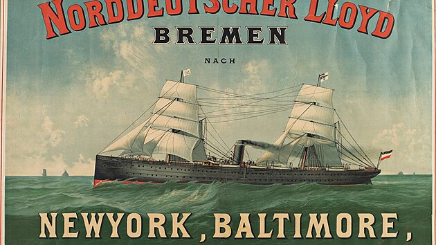 Reklamní plakát severoněmeckého Lloydu z 80. let 19. století
