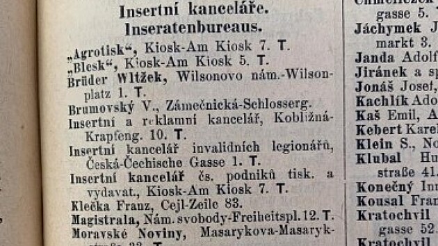 Archiv, v němž pracovnice Muzea města Brna našla reklamní firmu Franze Klečky.