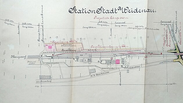 Pln prodlouen stanice Vidnava z roku 1909, GPS: 50.3718144N, 17.1792892E