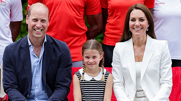 Princ William, princezna Charlotte a vvodkyn Kate (Birmingham, 2. srpna 2022)