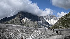Aletschský ledovec ve výcarských Alpách (25. srpna 2021)