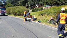 Dopravní nehoda traktoru a cyklistky u Lipové na Chebsku. (8. srpna 2022)