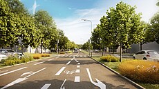 Vizualizace ulice Kbelská nad Hloub�tínským tunelem