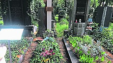 Hrob módní návrhá�ky Hany Podolské, který je na Ol�anských h�bitovech v Praze,...