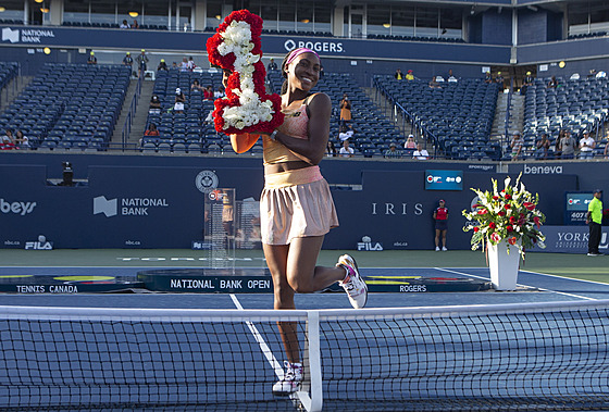 Americká tenistka Coco Gauffová si po skonení turnaje v Torontu zapózovala s...