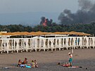 Stoupající kou po explozích, které byly slyet od ruské vojenské základny u...