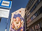 Praha. Mural vyjad�ující poctu �enské práce ztvárnil um�lec Marek Kulhavý na...